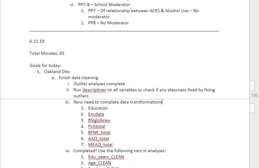Image of my Online Writing Tracker Word Document